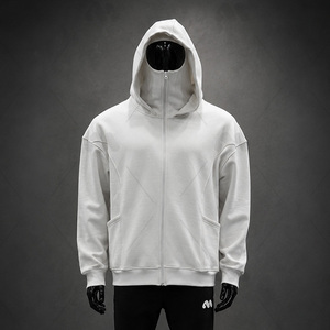Sudadera con capucha y cremallera completa para hombre con cubre rostro, ajuste regular, logotipo personalizado, estilo urbano, invierno - Product Image 1