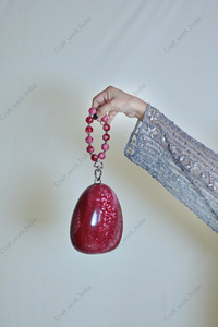 Indian handmade Red Resin Clutch Bag With Beaded Handle Luxury Evening Party Handbag For Women <b>Wedding</b> Gift - Product Image 2