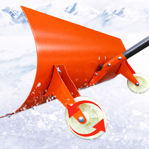 Pousse-neige robuste de 50 pouces avec roues, poignée télescopique réglable en D, grande pelle à neige orange pour allée ODGWTO004 - Product Image 2