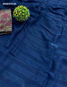 Sari de Georgette Suave de Buena Calidad con Forro de Zari Dorado Tejido y Borlas, con Blusa con Estampado Digital de Flores, Moda Femenina - Product Image 4
