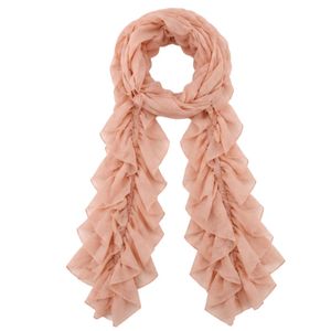 Pink Ruffle Scarf Women Soft Fashion <b>Wrap</b> Shawl Elegant Layered Design Lightweight Neck Accessory Casual Style Winter Apparel - Product Image 3