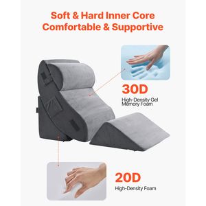 Juego de Almohadas Ortopédicas en Forma de Cuña, 4 Piezas, Almohadas de Espuma Ajustables para Soporte Postoperatorio de Piernas, Cuello, Hombros y Espalda - Product Image 2