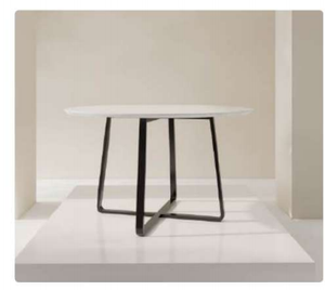 Modern Round <b>Coffee</b> <b>Table</b> With Black Metal Frame <b>White</b> Laminate Top Minimalist Design Living Room Furniture - Product Image 3