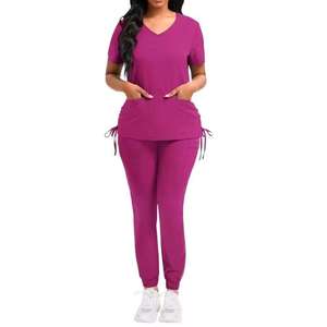 Ensemble de blouses médicales unisexe pour professionnels de la santé, uniforme d'hôpital, pantalon droit avec poches, coupe ajustée sans coutures - Product Image 1