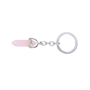 High Quality Crystal Keychain Stone Rose quartz Crystal Pencil <b>key</b> <b>chain</b> natural Stone bead Healing <b>Key</b> Holder Gift Women <b>Key</b> - Product Image 2