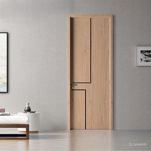 Porte intérieure en bois massif moderne et minimaliste, insonorisée et résistante à l'humidité, certifiée ISO 9001, pour salle de bain et hôtel - Product Image 2