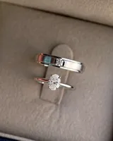 Ensemble de bagues de luxe en or pour couple, bague de fiançailles solitaire avec diamant de laboratoire taille ovale, pour femme, 1,00+0,20 CT, plaqué rhodium, IGI AADIHI