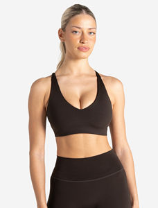 Sujetador deportivo negro de última moda con tirantes ajustables en la espalda, escote en forma de V, suave y de alto impacto, para mujeres adultas. - Product Image 6