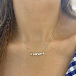 Collier pendentif barre géométrique en diamant multi-coups de coupe, or massif 14K 18K, fermoir mousqueton classique, chaîne de 18 pouces pour superposition, bijoux fins - Product Image 6