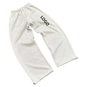 OEM Mens Cotton Fleece Jogger Sweat Pants Casual Straight Fit Mid Waist Zipper Fly Winter <b>Trousers</b> Custom Logo - Product Image 3