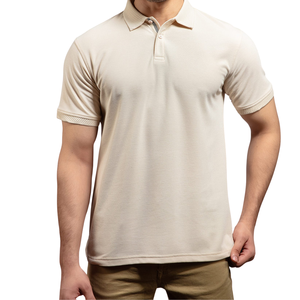 เสื้อเชิ้ตผู้ชายสีเบจ คอปกและปลายแขนเสื้อแบบริบ ผ้าฝ้าย 100% ระบายอากาศได้ดี สวมใส่สบาย ลำลอง มีสไตล์ แขนสั้น แฟชั่นทันสมัย - Product Image 4