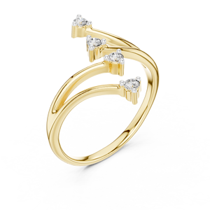 Ensemble de bagues minimalistes en diamants de laboratoire taillés, or jaune 18 carats plaqué rhodium, pour fiançailles, cadeau de Saint-Valentin, événement glamour, usage quotidien, femme - Product Image 1