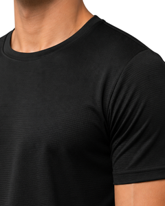 T-shirt de sport noir pour homme, respirant, séchage rapide, idéal pour la gym, la course, le fitness, l'athlétisme, en polyester, haut d'entraînement, style décontracté, coupe ajustée - Product Image 6