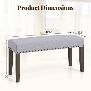 Banco Tapizado de Madera Maciza para Entrada, 42.5 Pulgadas, para Dormitorio, Hotel, Comedor, Baño - Product Image 4