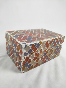 Boîte à bijoux en incrustation de mosaïque de verre artisanale belles couleurs pour cadeaux et souvenirs en gros - Product Image 3