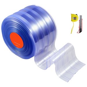 Cortina de tiras de PVC transparente de 75 pies de largo x 8 de ancho, tiras de plástico acanaladas para puertas, rollo a granel, tiras de cortina para congeladores y refrigeradores. - Product Image 2