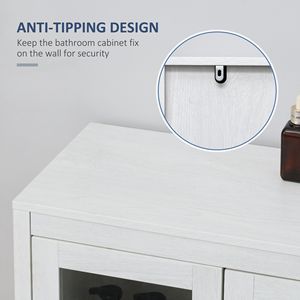 Mobiletto Moderno in Legno Autoportante per Bagno con 2 Ante e Ripiani Regolabili, Compatibile con Vasca da Bagno - Product Image 6