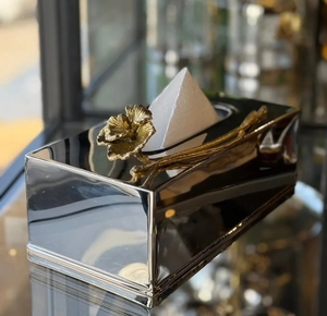 Boîte à mouchoirs en bois de couleur brun foncé, design nouveau, avec couvercle en métal doré, pour la cuisine et l'hôtellerie - Product Image 4