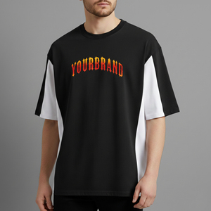 เสื้อยืดผู้ชายแฟชั่นใหม่ทรงโอเวอร์ไซส์ ไหล่ตก คอกลม แขนสั้น ทรงหลวม ผ้าฝ้าย 100% สองสี สไตล์ฮิปฮอป - Product Image 1