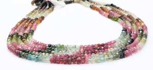 Cuentas facetadas de turmalina natural multicolor de 4-5 mm, cuentas de turmalina sandía para la fabricación de joyería al por mayor. - Product Image 2