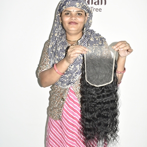 Extensiones de cabello humano Closure HD 6*6, ondulado estilo templo indio, onda profunda sin procesar, doble onda vietnamita, cabello natural negro. - Product Image 4