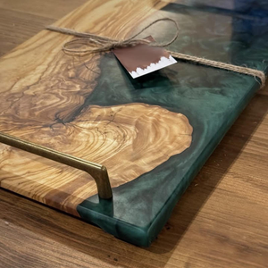 Custom Logo <b>Coffee</b> Tray Acacia Wood and <b>Epoxy</b> Resin Serving Tray for Hotels and Restaurant Resin Tray - Product Image 6