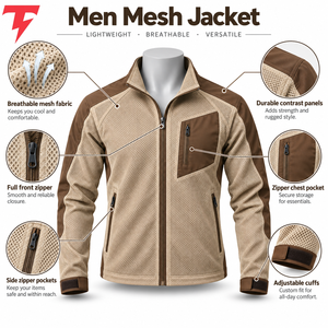 Premium <b>Men</b> Mesh <b>Jacket</b> Features Breathable Mesh Construction Lightweight Feel And Flexible Fit For <b>Running</b> Training And Sports - Product Image 5
