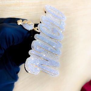 Stylish Pendant Charm <b>silver</b> + moissanite Plated Crystal pendant Luxury look Hip hop Style Unisex <b>Jewelry</b> pendant - Product Image 2