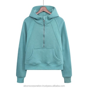 Chandails de vêtements de sport pour femmes de haute qualité sweat à capuche court personnalisé grande taille sweats à capuche pour femmes pull lavé à l'acide sweats ajustés - Product Image 1