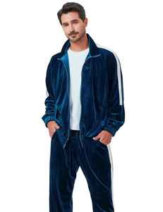 Nouvel ensemble de survêtement décontracté personnalisé avec logo, taille standard, respirant, 2 pièces, pantalon à taille élastique, col montant, en velours - Product Image 2