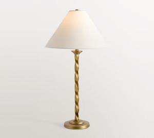 Lampe de table en fer doré de luxe avec abat-jour en tissu blanc pour la décoration moderne de la chambre à coucher et du salon - Product Image 3