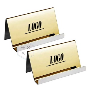 ที่ใส่นามบัตรโลหะ ขนาด 4 นิ้ว ดีไซน์เรียบหรู สีทอง สำหรับวางบนโต๊ะ - Product Image 1