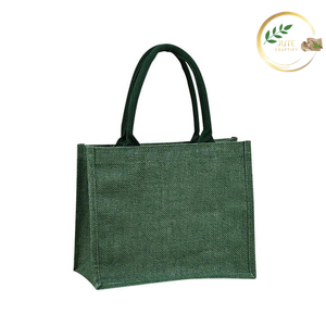 Sac fourre-tout en jute vert naturel, résistant, réutilisable, écologique, pour les courses au supermarché et l'usage quotidien - Product Image 2