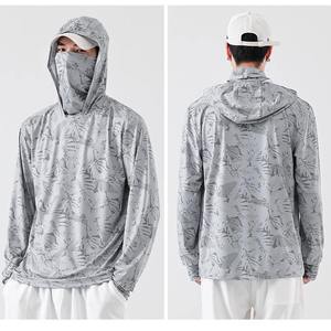 Chemise à capuche unisexe à manches longues avec motif blanc, UPF 50, anti-UV, pour la pêche en plein air, pull-over, taille adulte - Product Image 6
