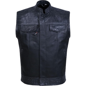 Chaleco de Motocicleta Personalizado Unisex Acolchado de Cuero Genuino con Cuello Alto, Chaleco de Motociclista Impermeable, Cortavientos y Transpirable - Product Image 1
