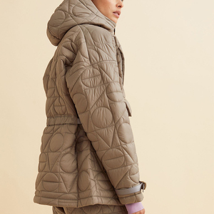 Lightweight Waterproof Women's Winter Puffer Jacket with Detachable <b>Hat</b> Blazer Style Custom <b>Stand</b> Collar Polyester/Nylon Shell - Product Image 2
