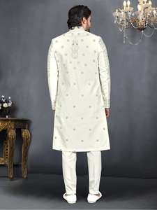 Sherwani pour homme, motif impérial ivoire, sans plis, col mandarin, pour mariage festif, collection Premium Divine Touch Base, vêtement traditionnel - Product Image 6
