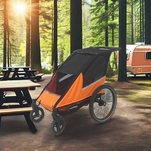 Poussette et remorque vélo 3-en-1 pour bébé, avec cadre en fer, suspension avant/arrière, pliage instantané, capacité 35 kg - Product Image 3