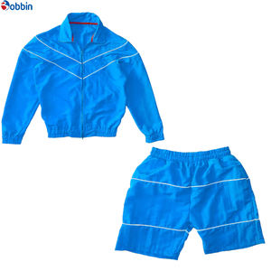 Ensembles coupe-vent unisexes confortables avec logo personnalisé, veste zippée réfléchissante et short de sport en nylon, ensembles de survêtements - Product Image 1