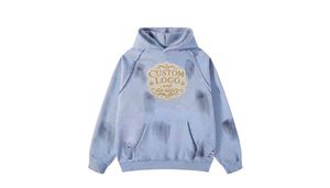 Sweat à capuche tie-dye pour homme, coupe oversize, effet vieilli, broderie, strass, délavé à l'acide, vintage, délavé à la pierre, MOQ 10 - Product Image 4