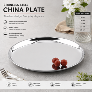 Plateau de service moderne en métal réutilisable, plat rond pour la table - Assiette en porcelaine, plateau de service minimaliste en métal, plat rond réutilisable - Product Image 3