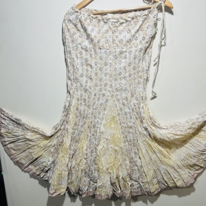 Jupe d'été élégante pour femme en coton beige à 100 % – Jupe décontractée et élégante à imprimé floral - Product Image 1