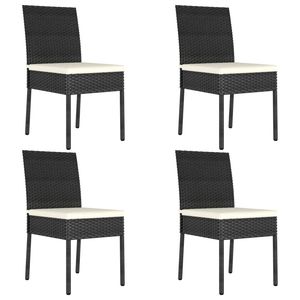 Set da Pranzo in Polyrattan Nero e Crema con Vetro e Acciaio Verniciato a Polvere per Uso in Giardino - Product Image 6