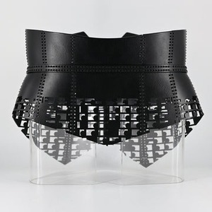 <b>Black</b> Genuine Lambskin Leather Women <b>Corset</b> Waist Belt Shapewear Custom Color Sample & Customization Service Available - Product Image 1