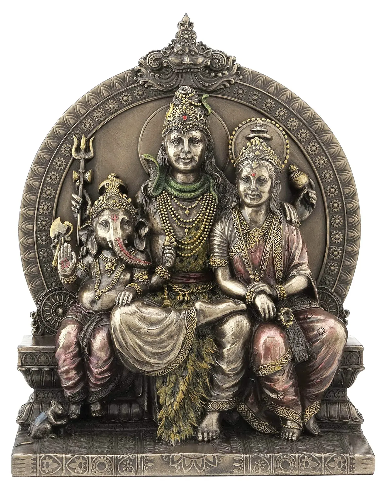 VERONESISCHES DESIGN -HINDU-FAMILIE: SHIVA, PARVATI & GANESHA - COLD CAST BRONZE - OEM VERFÜGBAR