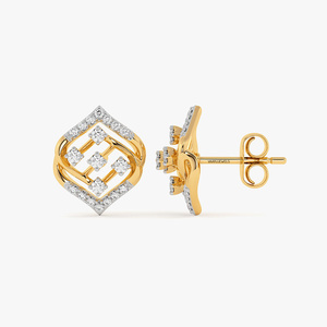 Women's Yellow Gold Diamond <b>Stud</b> Round Brilliant Cut Lab grown Luxury Wedding Jewelry 10K,14K,18K gold 925 or 935 <b>Silver</b> - Product Image 3