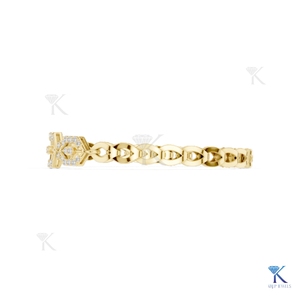 Lab Grown Diamond Geometric Hexagon Station Link <b>Bracelet</b> 14K <b>Solid</b> Gold Fine Unisex Luxury Jewelry Party Gift Manufacturer - Product Image 6
