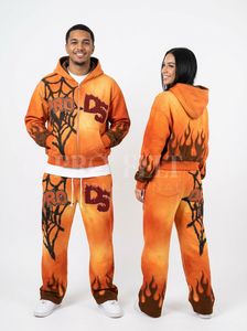 Conjunto de Sudadera con Capucha y Pantalones Deportivos de 2 Piezas para Hombre, Diseño de Llamas, Transpirable, Estilo Urbano, Talla Grande, Personalizado - Product Image 3