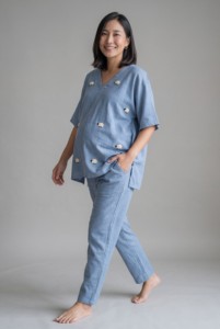 Ensemble de vêtements de maternité en coton à prix de gros pour femmes, tenue de grossesse ample, ensemble coordonné deux pièces - Product Image 4