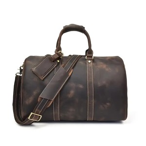 Bolsa de Viaje de Fin de Semana de Cuero Genuino Vintage, Cierre de Cremallera, Gran Capacidad 36-55L, Impermeable, Asa Suave, Unisex - Product Image 2